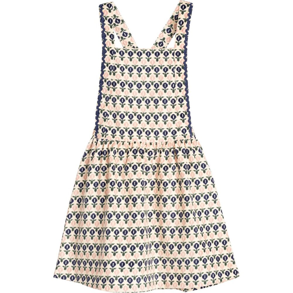 Maison Me Millie Pinafore Dress, Pink and Navy flowers, size 3T